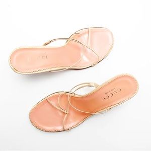 Vintage Gucci Bow Sandals Mules Nude Heels 7